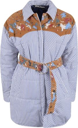 Palm Angels 4060 Lichtblauwe Overhemd - Dames - Overhemden - Veelkleurig - XS - Katoen - Overhemden