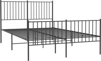 vidaXL Estructura cama sin colchón con estribo metal negro 140x190 cm Vidaxl