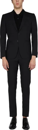 Tonello Peaked Lapel Wool Pant Suit - Black
