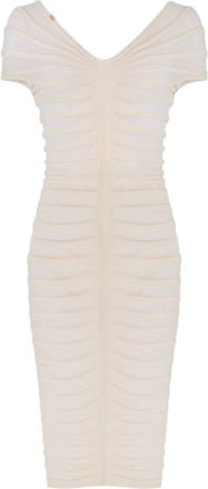 Elisabetta Franchi Cotton Viscose Embossed Midi Dress
