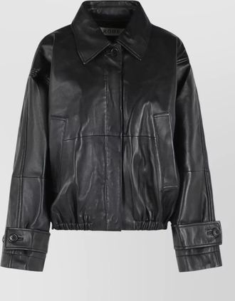 R&oacute;he lamb leather cropped blouson jacket