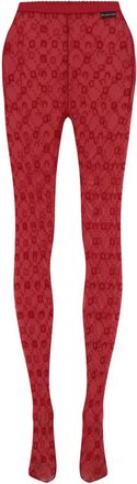 Marine Serre moonogram mesh tights - Red
