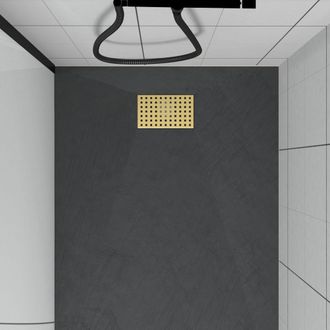 Aurlane Rejilla Perforada De Acero Inoxidable Oro Cepillado Para Plato De Duche - 20.15x12.3x0.55cm