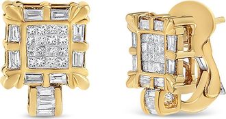 House of Brilliance 14K Yellow Gold 7/8 Cttw Diamond Huggie Hoop Omega Earrings at Nordstrom