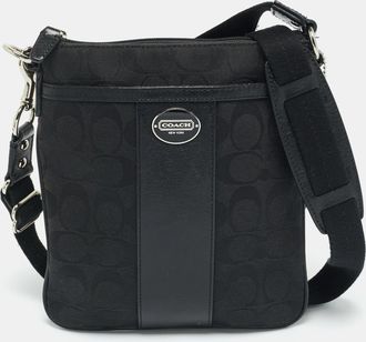 Coach Black Signature Canvas And Leather Swingpack Crossbody Bag