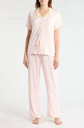 French Connection Bow Detail Pajamas in Lemon Pink at Nordstrom, Size X-Large