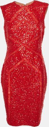 Elie Saab Red Sequins Sleeveless Mini Dress