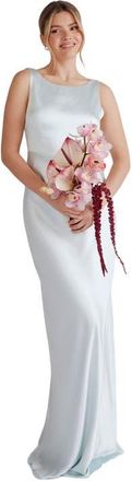 Six Stories Cowl Back Satin Bridesmaid Dress in Ice Blue at Nordstrom, Size 10