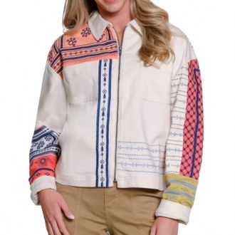 Multiples Embroidered Shirt Jacket In Multi