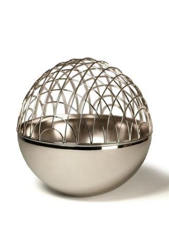 Editions Milano Magellano grid spherical vase (25cm) - unisex - Palladium Plated Brass - OS - Silver
