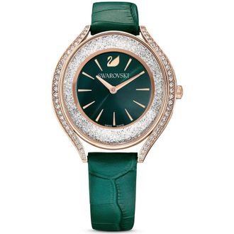 Swarovski Crystalline Aura leren horloge - Dames - Horloges - Groen - ONE Size - Leer - Accessoires