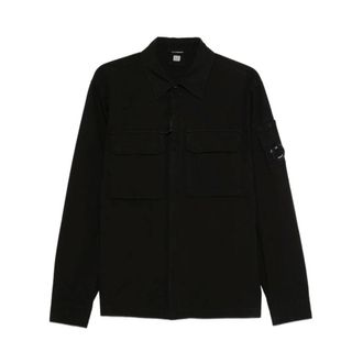 C.P. Company Light Jackets, male, Black, Size: 2XL Patch-pocket Shirt Jacket