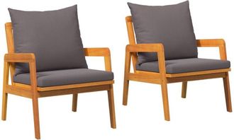 vidaXL Silla De Jard&iacute;n Con Coj&iacute;n 2 Pcs Marr&oacute;n Madera Maciza De Acacia Vidaxl