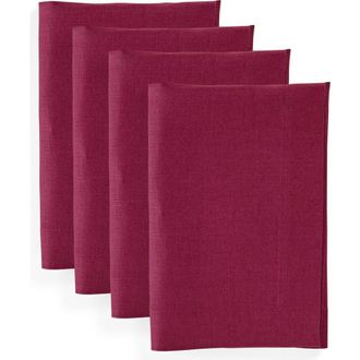 Solino Home Linen Dinner Napkins Set of 4, 20 x 20 Inch for Dining Table, Holiday and Everyday Table Decor - Diana in Beet at Nordstrom, Size Large