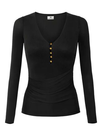 Elisabetta Franchi Blusa con scollo a V - Nero