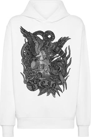 Philipp Plein Hoodies & sweatvesten, Heren, Wit, L, Katoen, Hooded Sweatshirt Tattoo