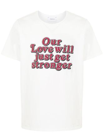 Ports V slogan print T-shirt - unisex - Cotton - L - White