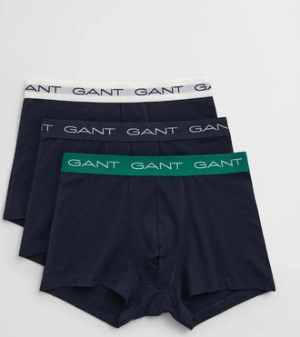 GANT Mens GANT 3-Pack Organic Cotton Boxer Trunks, Navy - Black - Size: 37/36/32