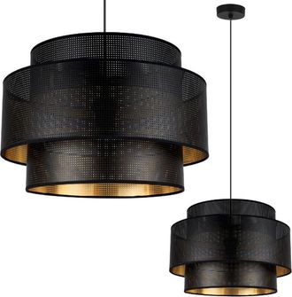 OEM L&aacute;mpara Colgante Asti Trio Negra Y Dorada Malla 45cm