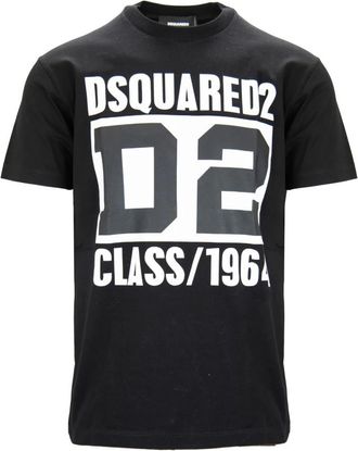 Dsquared2 Tops, Heren, Zwart, M, Katoen, Grafische Print Katoenen Heren T-Shirt