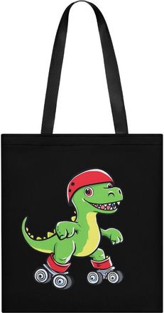 Generic Rollerskating Dinosaur Womens Tote Casual Shopping Bag Lightweight Shoulder Bags Hobos Handbag for Work Travel Daily 35x40cm