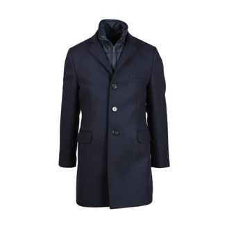 Fay Single-Breasted Coat - male - Fay - Single-Breasted Coats - Blue - S - Coats