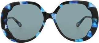 Chloé 56mm Oversize Round Sunglasses in Havana Havana Blue at Nordstrom Rack