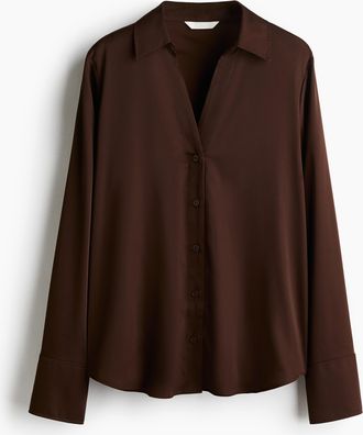 H&M Bluse mit V-Ausschnitt - Brown