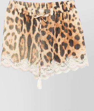 Ermanno Scervino shorts animal print lace trim tassel