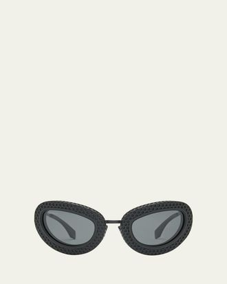 Off-white Mens Tokyo Textured Acetate Cat-Eye Sunglasses
