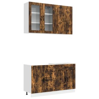 vidaXL Unidad De Cocina Porto 4 Uds. Roble Ahumado Vidaxl