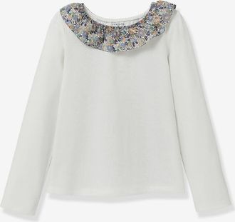 Cyrillus Shirt mit R&uuml;schenkragen aus Libertystoff M&auml;dchen CYRILLUS, Bio-Baumwolle aqua