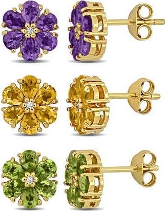 Delmar Set of 3 Flower Stud Earrings in Purple Multi at Nordstrom Rack