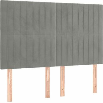 vidaXL Cabeceros 4 Unidades Terciopelo Gris Claro 72x5x78/88 Cm Vidaxl
