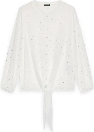 Fiorella Rubino Overhemden, Dames, Wit, 2Xl, Polyester, Georgette Blouse met Lichte Stippen