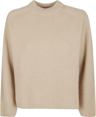 Forte_Forte Round-neck Knitwear, female, Beige, Size: M My Knit Sweater