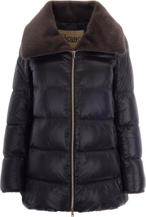 Herno Black Quilted Shawl Neck Jacket