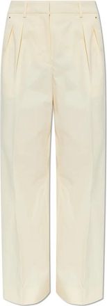 Moncler Rechtvallende broek - Dames - Straight fit broeken - Beige - XS - Katoen - Broeken