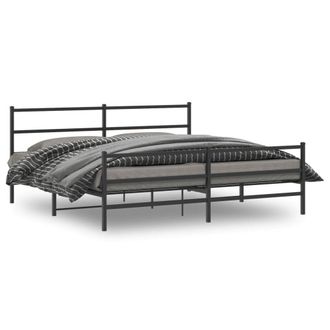 Berkfield Home Metal Bed Frame without Mattress with Footboard&not;Black 183x213cm in Black | Size: 183x213 cm
