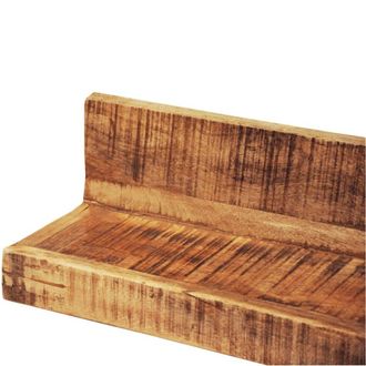Berkfield Home Elegant Display Shelf 2 pcs Solid Wood Wall-Mounted in Brown