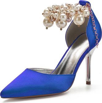 Miyoopark Womens High Heel Wedding Shoes Beaded Elegant Formal Party Pumps M528 Royal Blue UK 8.5