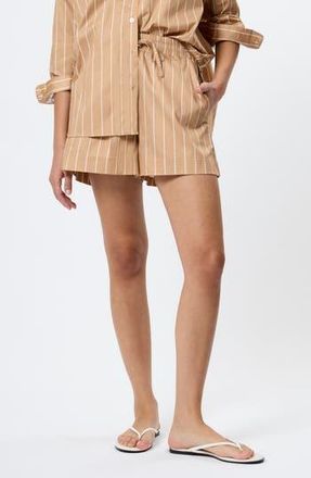 French Connection Alexis Stripe Poplin Shorts in Macchiato at Nordstrom Rack, Size X-Small
