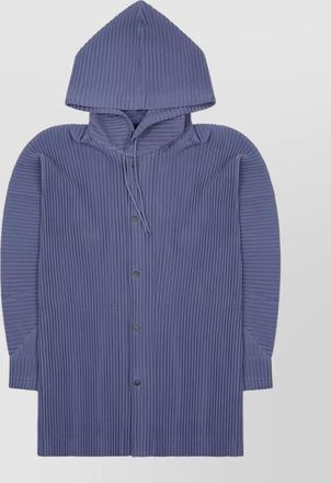 Homme Pliss&eacute; Issey Miyake hooded longline coat ribbed texture