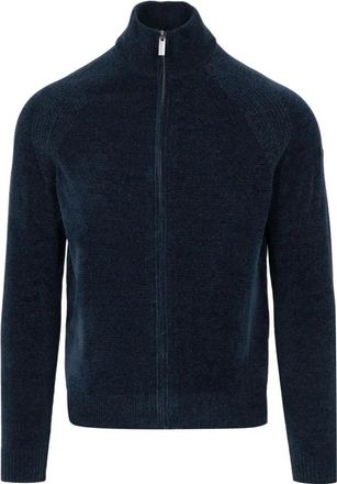 Roberto Ricci Design Chenille Turtleneck Trui met Ritssluiting - Heren - Vesten - Blauw - XL - Truien & Vesten