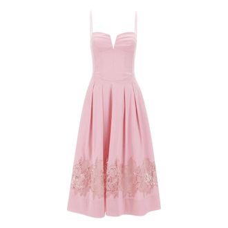 Rebecca Vallance Montreux Midi Jurk - Dames - Jurken - Roze - Maat: XS Katoen