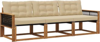 vidaXL Conjunto De Sof&aacute;s De Exterior 3 Uds. Natural Y Beige Vidaxl