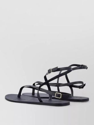Maneb&igrave; leather thong sandals flat sole strappy
