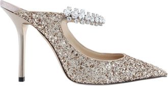 Jimmy Choo London Bing 100 Coarse Glitter Mules, Brand Size 34.5 ( US Size 4.5 )