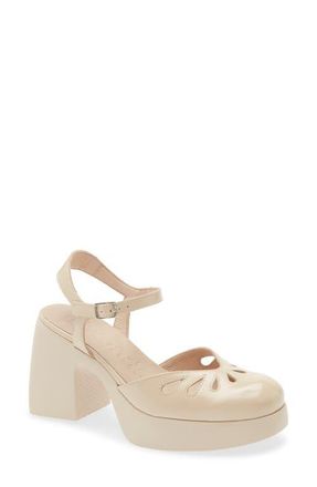 Wonders Ankle Strap Platform Pump in Lack Beige at Nordstrom, Size 9.5-10Us