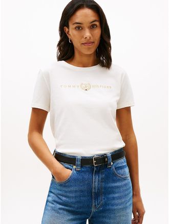 Tommy Hilfiger Womens Embroidered Laurel Leaf Logo T-Shirt - White - XXL